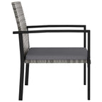 Outdoor Dining Set of 4, Gray Poly Rattan, Black Steel Frame