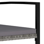 Outdoor Dining Set of 4, Gray Poly Rattan, Black Steel Frame