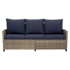 5-Piece 3-Seater Outdoor Wicker Sofa Couch with Comfy Cushions