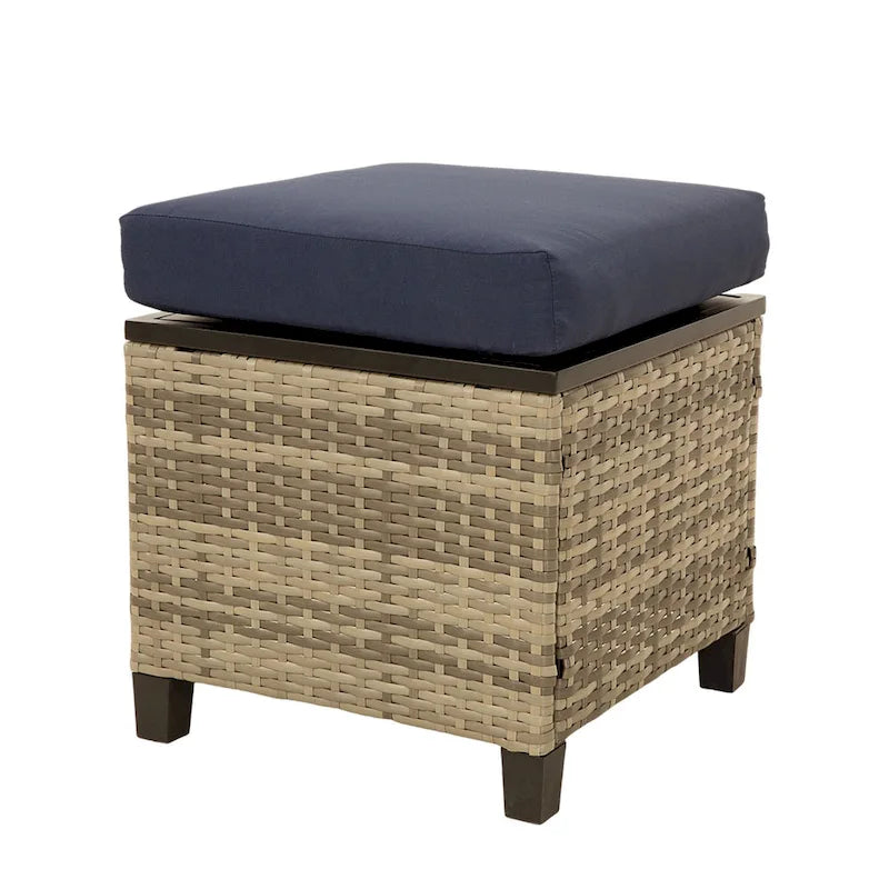 5-Piece 3-Seater Outdoor Wicker Sofa Couch with Comfy Cushions