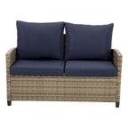 4-Piece Outdoor Wicker Patio Seating Sofa, 1 Love-seat and 2 Single Sofa