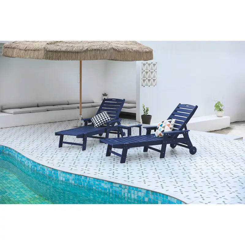 3-Piece Oversized Chaise Lounge Chair Set with Wood Texture