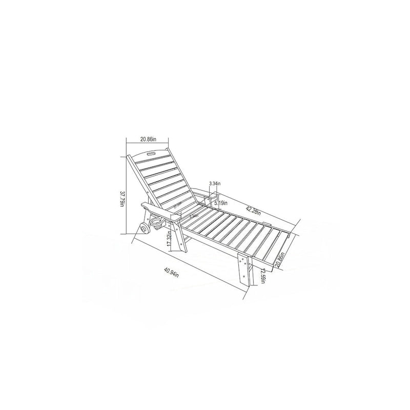 3-Piece Oversized Chaise Lounge Chair Set with Wood Texture