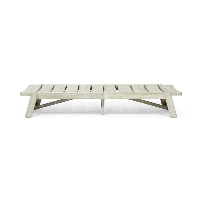 Maki Chaise Lounge Grey Acacia Wood and Metal Adjustable Outdoor Patio Furniture 78in