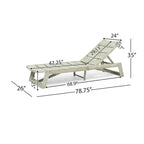Maki Chaise Lounge Grey Acacia Wood and Metal Adjustable Outdoor Patio Furniture 78in