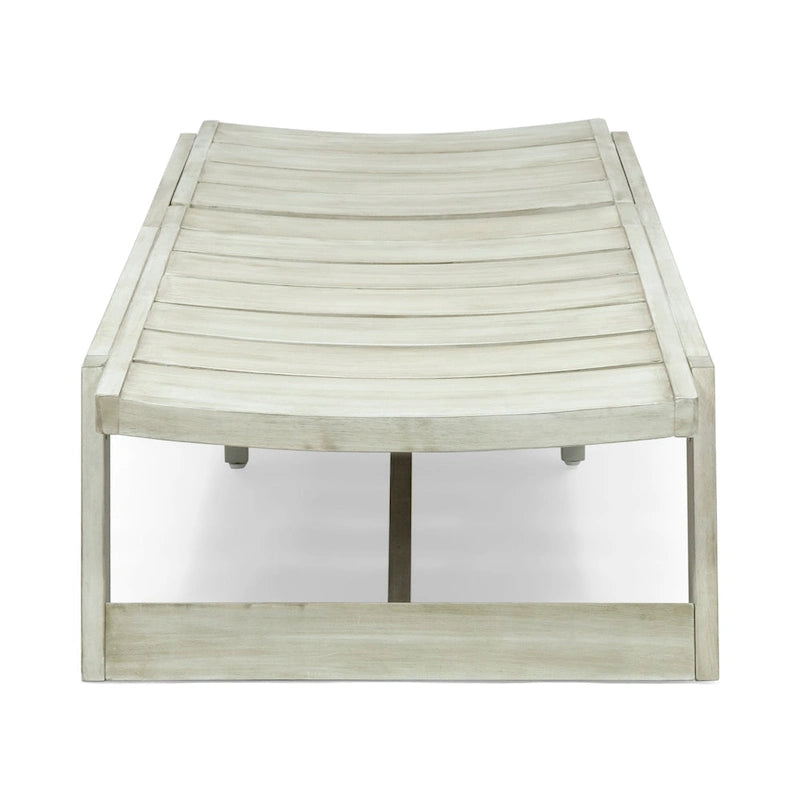 Maki Chaise Lounge Grey Acacia Wood and Metal Adjustable Outdoor Patio Furniture 78in