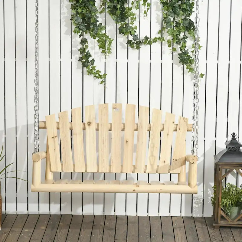 Hanging Outdoor Swing Bench with Metal Chains