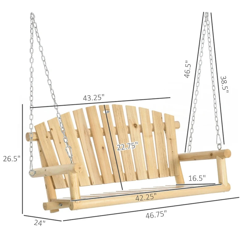 Hanging Outdoor Swing Bench with Metal Chains