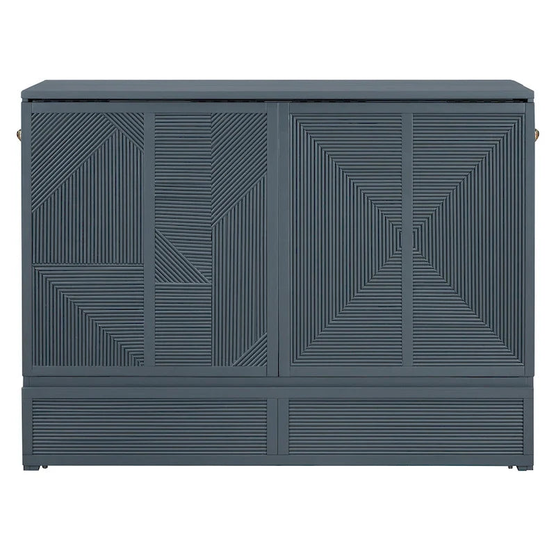 Foldable Murphy Cabinet Bed with Drawer and USB Ports – Grey / White, Full / Queen, 1–2 Person
