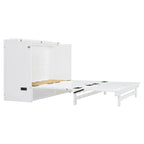 Foldable Murphy Cabinet Bed with Drawer and USB Ports – Grey / White, Full / Queen, 1–2 Person