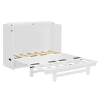 Foldable Murphy Cabinet Bed with Drawer and USB Ports – Grey / White, Full / Queen, 1–2 Person
