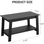 2-Tier Coffee Table with Storage Shelf – White / Black / Brown, Rustic Industrial Style