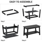 2-Tier Coffee Table with Storage Shelf – White / Black / Brown, Rustic Industrial Style