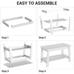 2-Tier Coffee Table with Storage Shelf – White / Black / Brown, Rustic Industrial Style