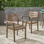 Acacia Wood Patio Dining Chairs Set of 2