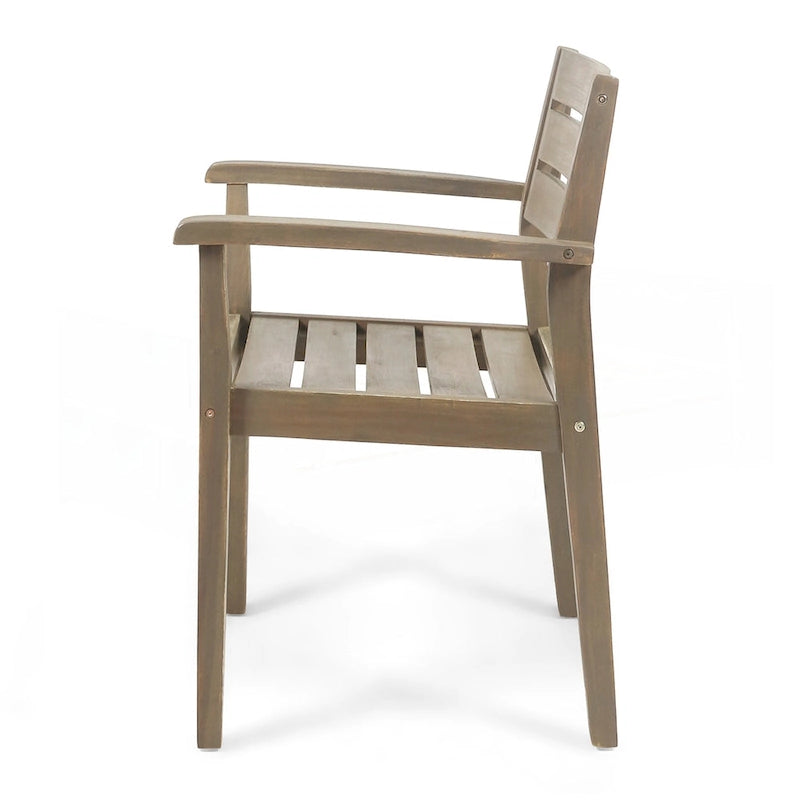 Acacia Wood Patio Dining Chairs Set of 2