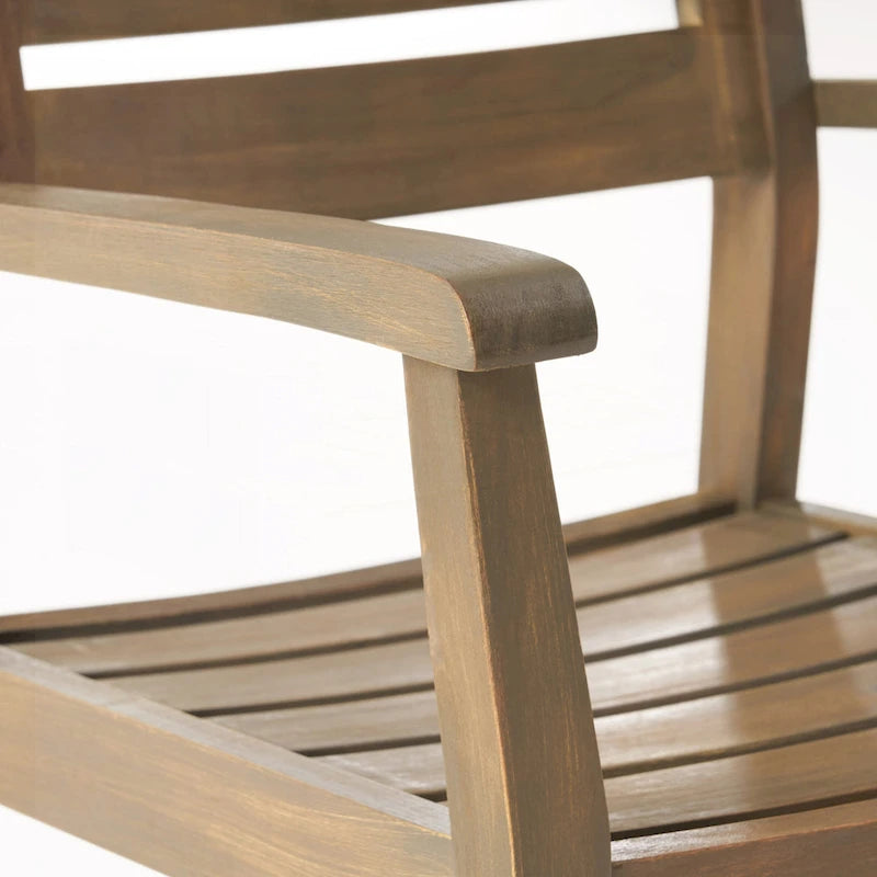 Acacia Wood Patio Dining Chairs Set of 2