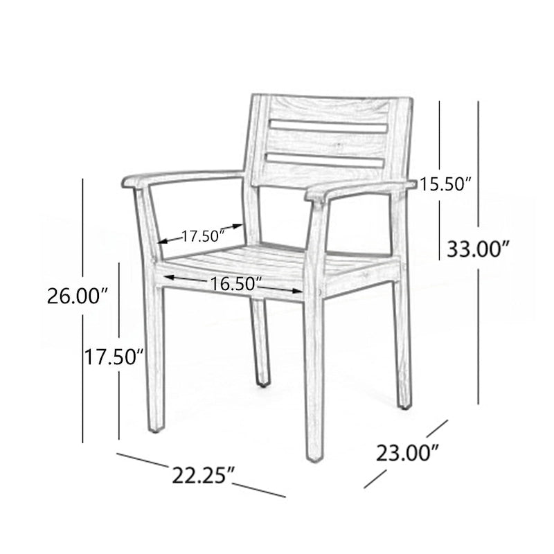 Acacia Wood Patio Dining Chairs Set of 2