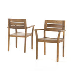 Acacia Wood Patio Dining Chairs Set of 2