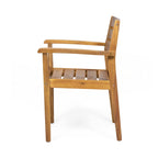 Acacia Wood Patio Dining Chairs Set of 2