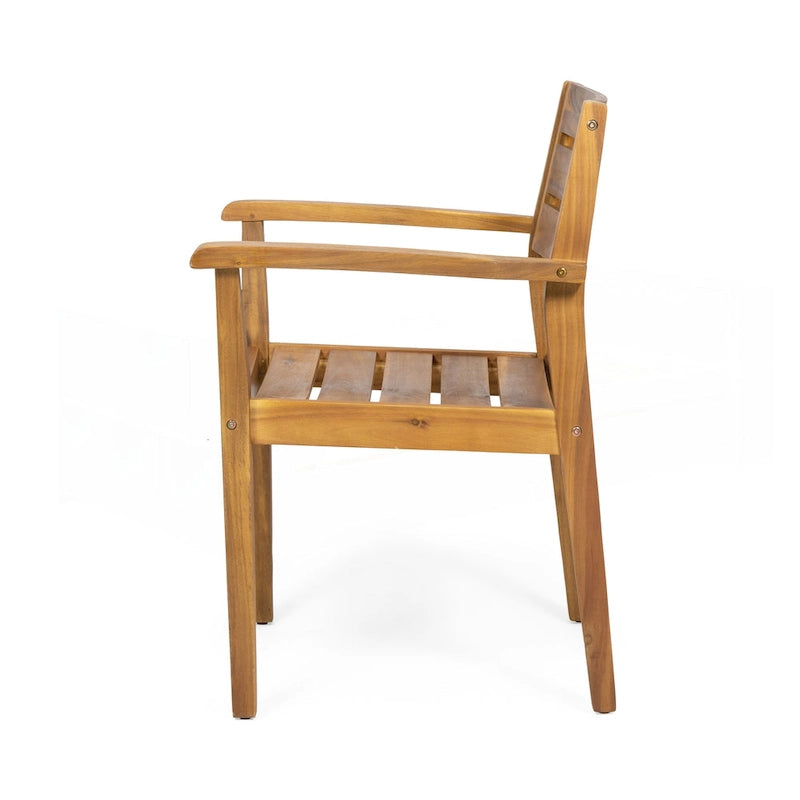 Acacia Wood Patio Dining Chairs Set of 2