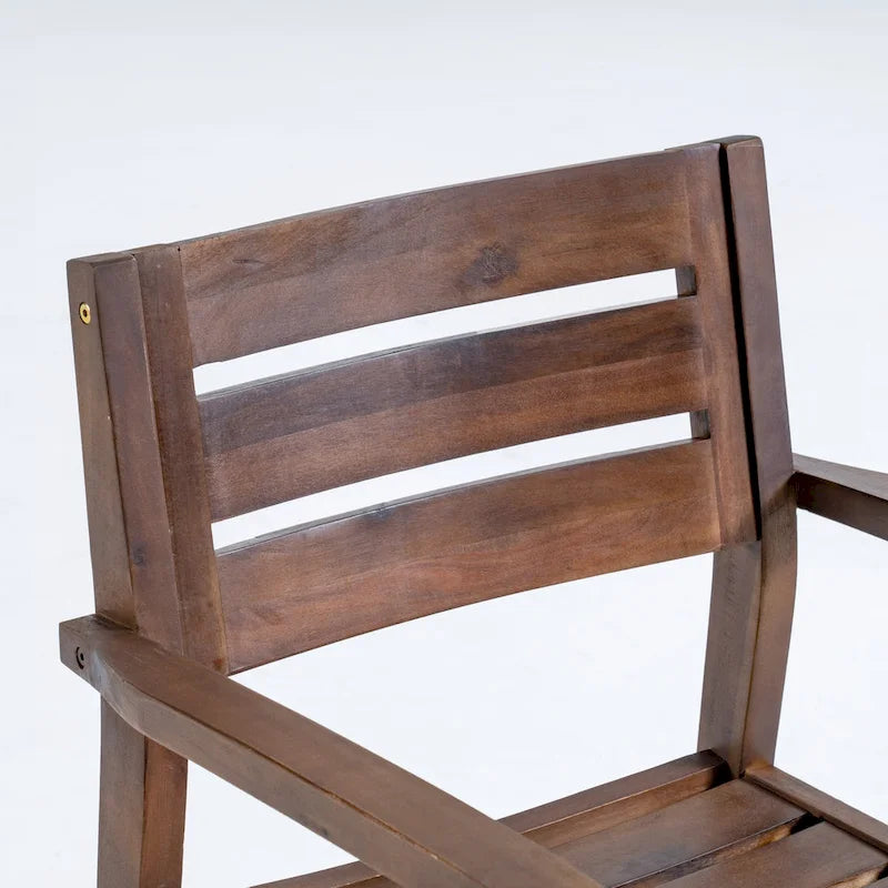 Acacia Wood Patio Dining Chairs Set of 2