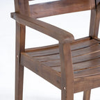 Acacia Wood Patio Dining Chairs Set of 2
