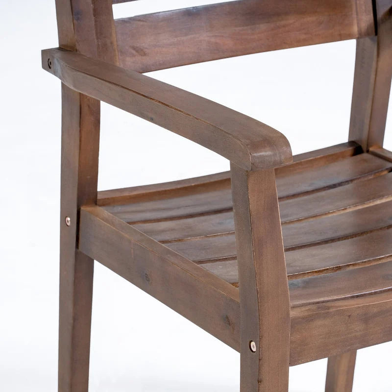 Acacia Wood Patio Dining Chairs Set of 2