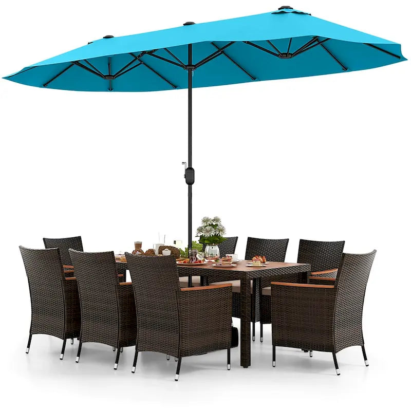 Costway 11 PCS Patio Wicker Dining Set with Double-Sided Outdoor - See Details