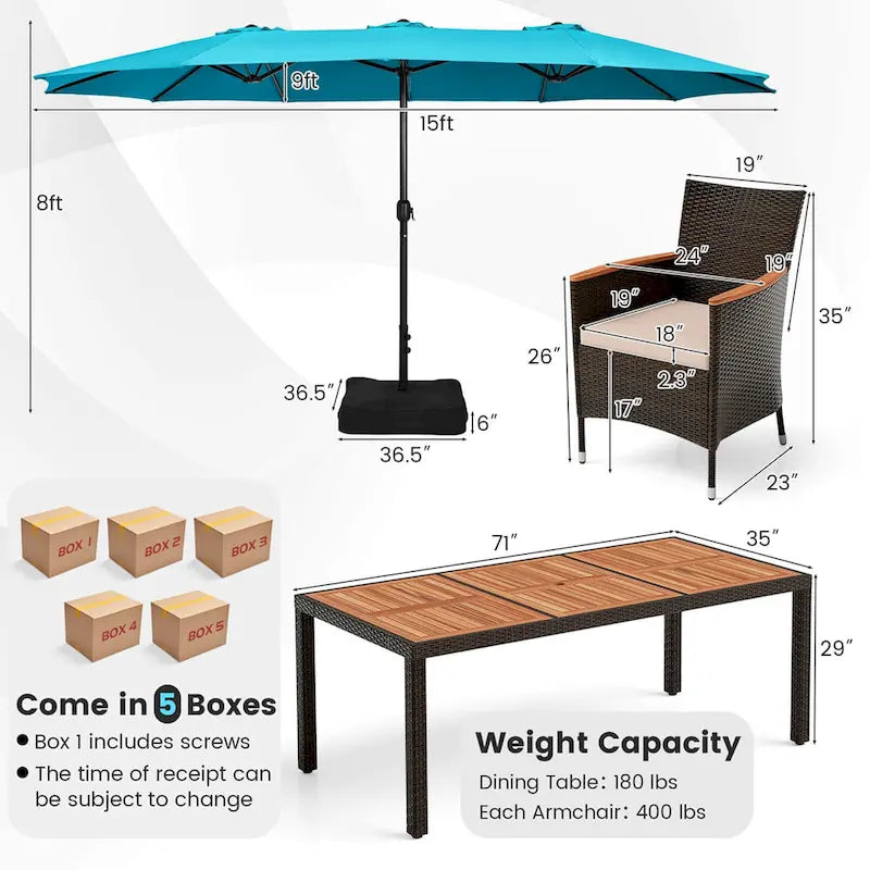 Costway 11 PCS Patio Wicker Dining Set with Double-Sided Outdoor - See Details