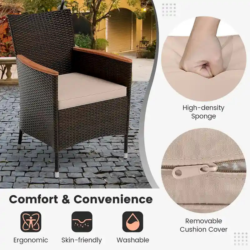 Costway 11 PCS Patio Wicker Dining Set with Double-Sided Outdoor - See Details