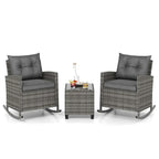 Costway 3 PCS Patio Wicker Rocking Set with Tempered Glass Table & - See Details