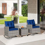 Costway 3 PCS Patio Wicker Rocking Set with Tempered Glass Table & - See Details