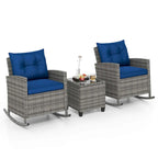 Costway 3 PCS Patio Wicker Rocking Set with Tempered Glass Table & - See Details