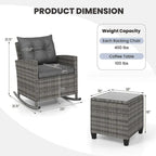 Costway 3 PCS Patio Wicker Rocking Set with Tempered Glass Table & - See Details