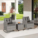 Costway 3 PCS Patio Wicker Rocking Set with Tempered Glass Table & - See Details