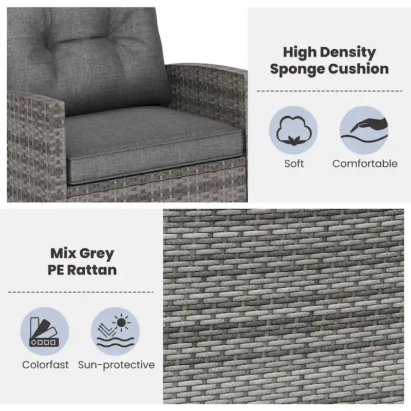 Costway 3 PCS Patio Wicker Rocking Set with Tempered Glass Table & - See Details