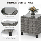 Costway 3 PCS Patio Wicker Rocking Set with Tempered Glass Table & - See Details