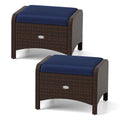 Patiojoy 2 Pieces Outdoor Patio PE Wicker Ottomans with Removable - See Details