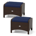 Patiojoy 2 Pieces Outdoor Patio PE Wicker Ottomans with Removable - See Details