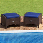 Patiojoy 2 Pieces Outdoor Patio PE Wicker Ottomans with Removable - See Details