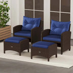 Patiojoy 2 Pieces Outdoor Patio PE Wicker Ottomans with Removable - See Details