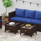 Patiojoy 2 Pieces Outdoor Patio PE Wicker Ottomans with Removable - See Details