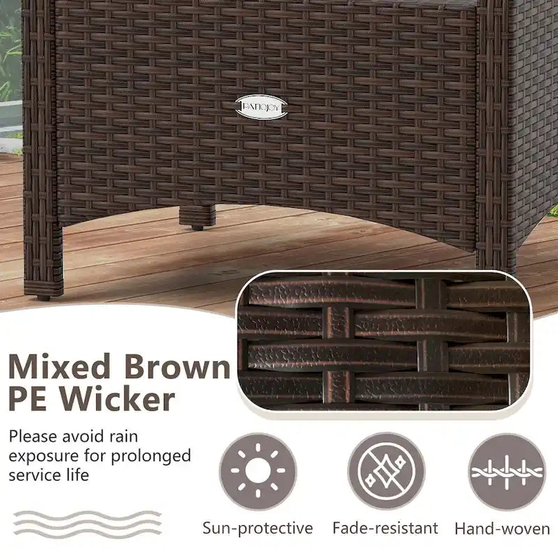 Patiojoy 2 Pieces Outdoor Patio PE Wicker Ottomans with Removable - See Details
