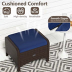 Patiojoy 2 Pieces Outdoor Patio PE Wicker Ottomans with Removable - See Details