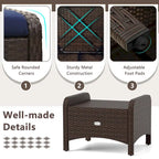 Patiojoy 2 Pieces Outdoor Patio PE Wicker Ottomans with Removable - See Details