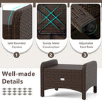 Patiojoy 2 Pieces Outdoor Patio PE Wicker Ottomans with Removable - See Details