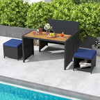 Costway 4 PCS Outdoor Dining Set, Rattan Loveseat Chair & 2 Ottomans - See Details