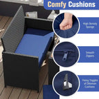 Costway 4 PCS Outdoor Dining Set, Rattan Loveseat Chair & 2 Ottomans - See Details