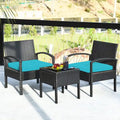 Costway 3PC Patio Rattan Furniture Set Coffee Table Conversation Sofa - See Details